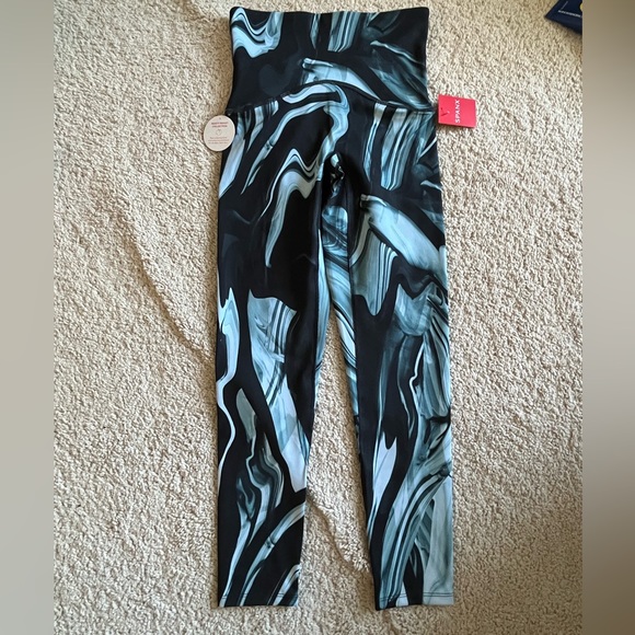 NWT SPANX XS Blue Marble Swirl Leggings High Rise 7/8 Booty Boost 🍑 - Picture 2 of 10